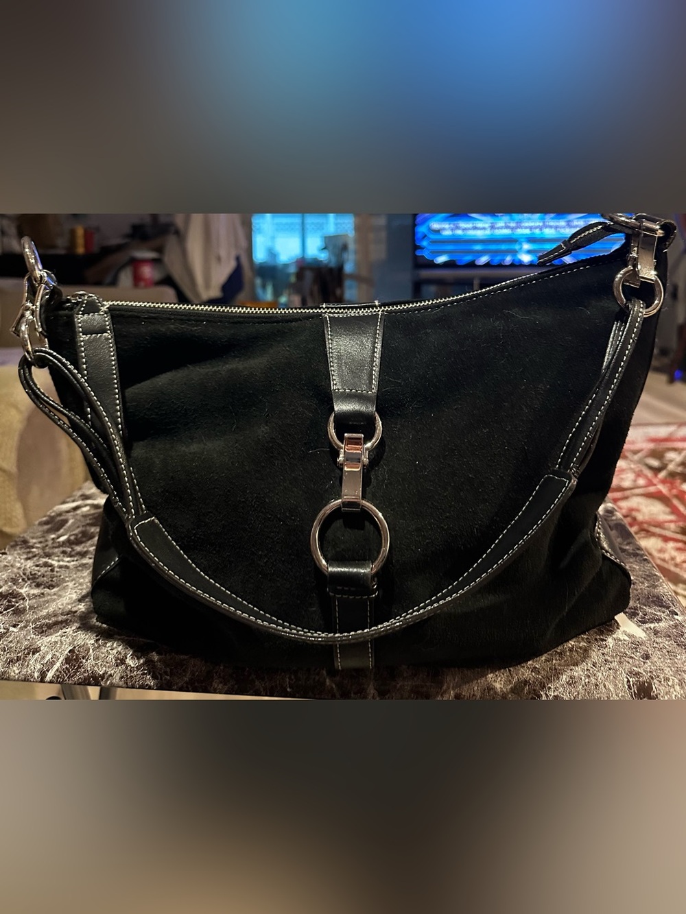 Classic Black Women's Shoulder Bag with Silver Hardware by Franklin Covey
